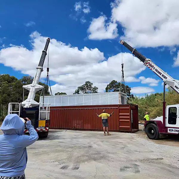 Installation of single width container houses